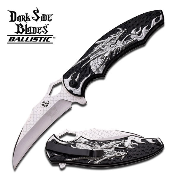 4.5" Silver Dragon Camping Hunting Spring Assited Pocket Knife - TOPHATTER'S ARMORY DEALS