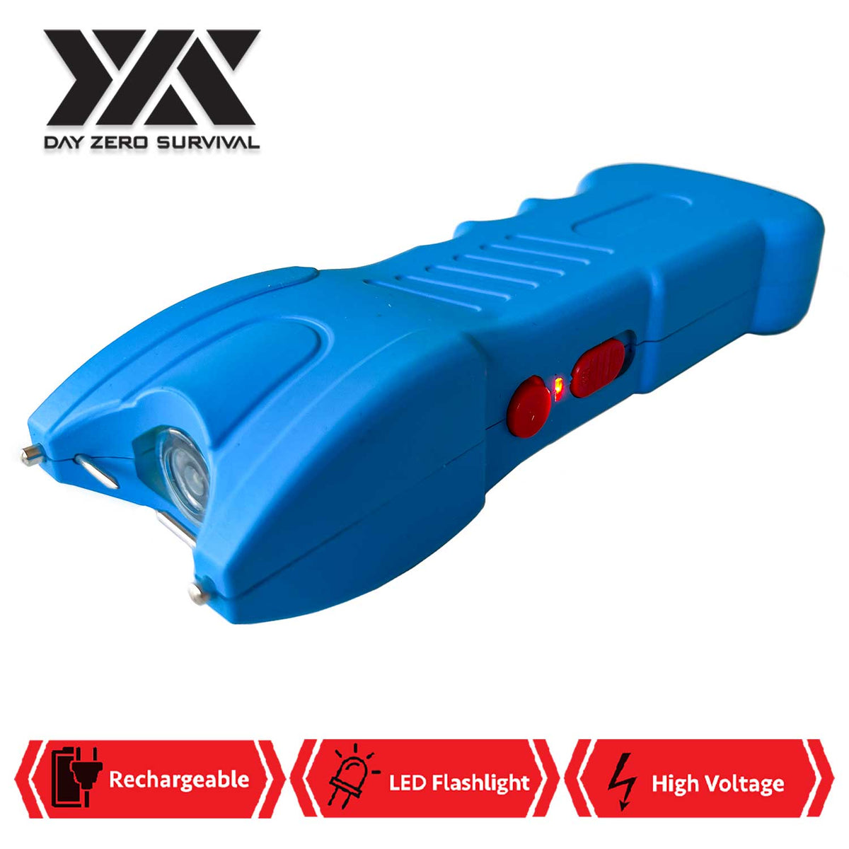 25 Million Volts Stun Gun Rechargeable with LED Flashlight Blue - TOPHATTER'S ARMORY DEALS