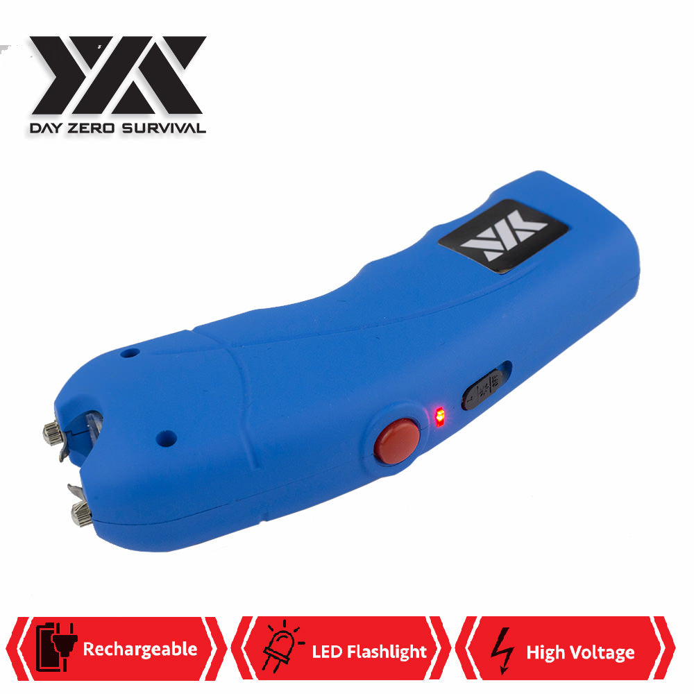 Blue DZS Rechargeable Self Defense Stun Gun With Holster
