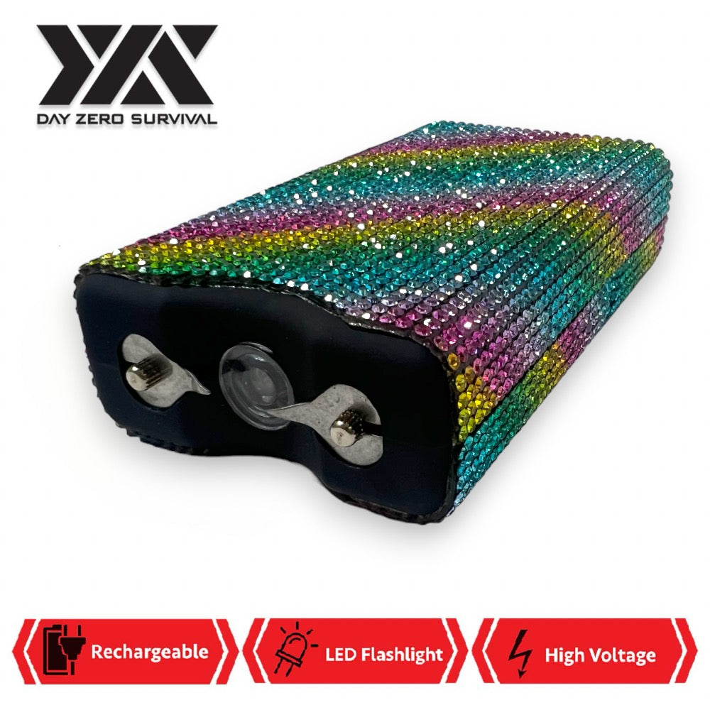 Rainbow Diagonals DZS 10 Million Volt Self Defense Bling Stun Gun - TOPHATTER'S ARMORY DEALS