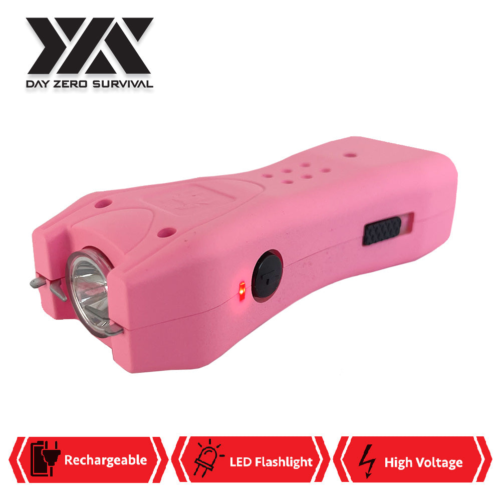 DZS Pink Slim Mini Rechargeable Stun Gun with LED Light - TOPHATTER'S ARMORY DEALS