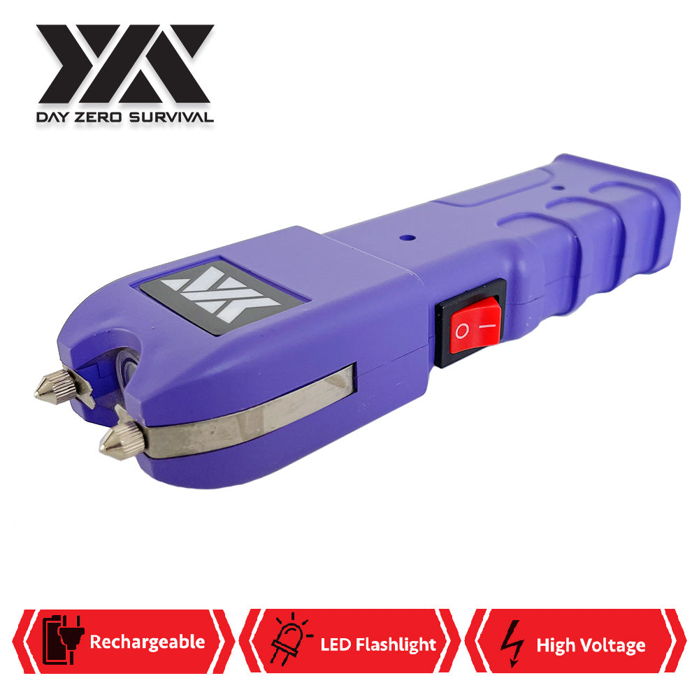 DZS Purple Stun Gun Heavy Duty Rechargeable with LED Flashlight - TOPHATTER'S ARMORY DEALS