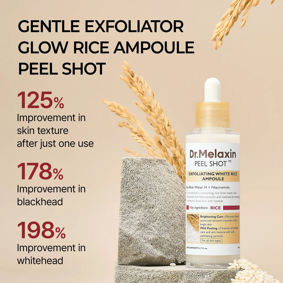 Dr Melaxin Peel Shot Exfoliating White Rice Ampoule 80ml Pipette Bottle