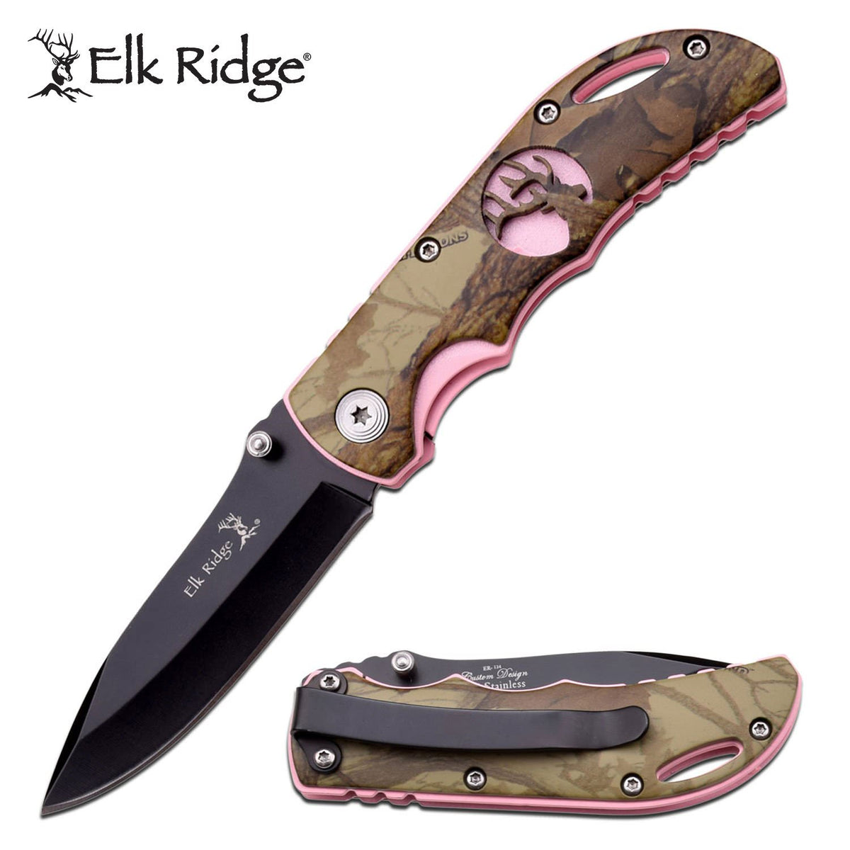 Elk Ridge Stonewall Green Camo Manual Folding Knife - TOPHATTER'S ARMORY DEALS