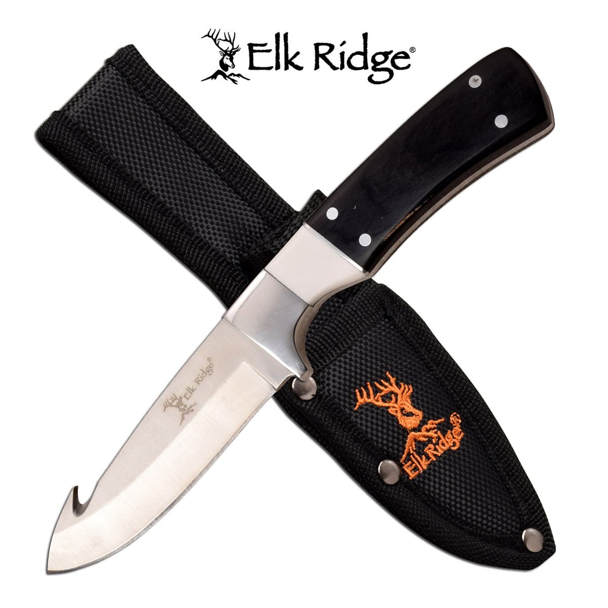 Elk Ridge Pakkawood Guthook Hunting Knife Fixed Blade Full Tang 440
