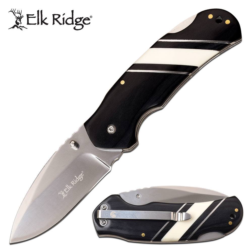 Folding Knife Classic 3.25" Mirror Blade Black Wood Bone Handle - TOPHATTER'S ARMORY DEALS