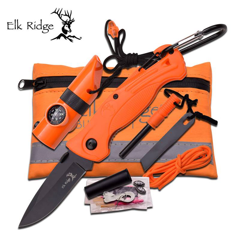 Elk Ridge Outdoor Adventure Survival Camping and Hunting Kit with Orange Knife - TOPHATTER'S ARMORY DEALS