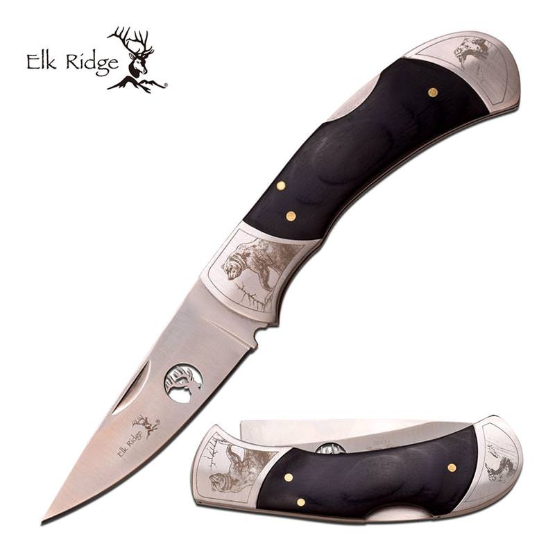 Elk Ridge 4.5" Lockback Folding Bear Artwork Knife - TOPHATTER'S ARMORY DEALS