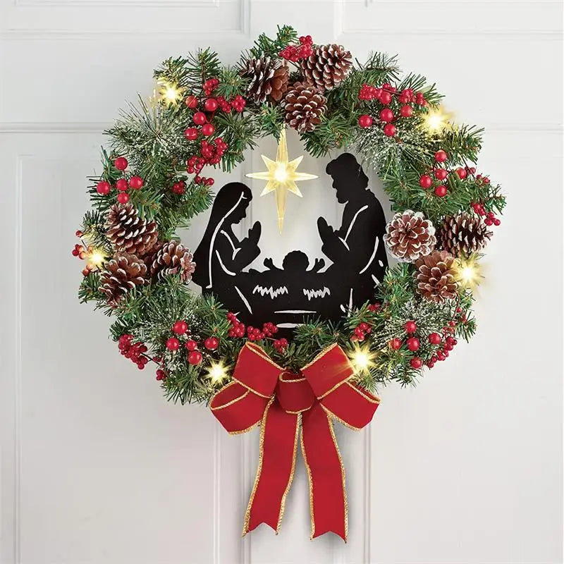Champagne Gold Christmas Wreath with Lights