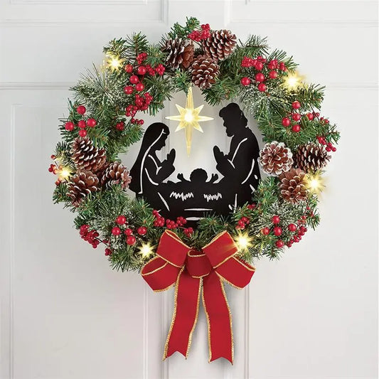 Champagne Gold Christmas Wreath with Lights