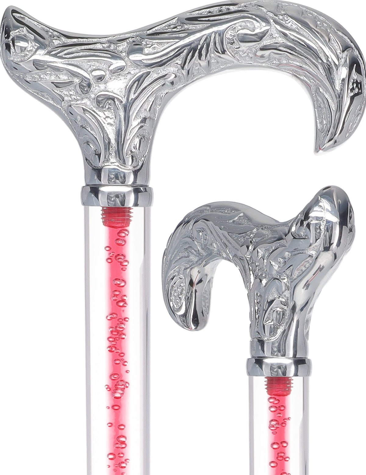 Color Crystal Elegance Chrome Derby Cane with Invisible Acrylic Shaft Options