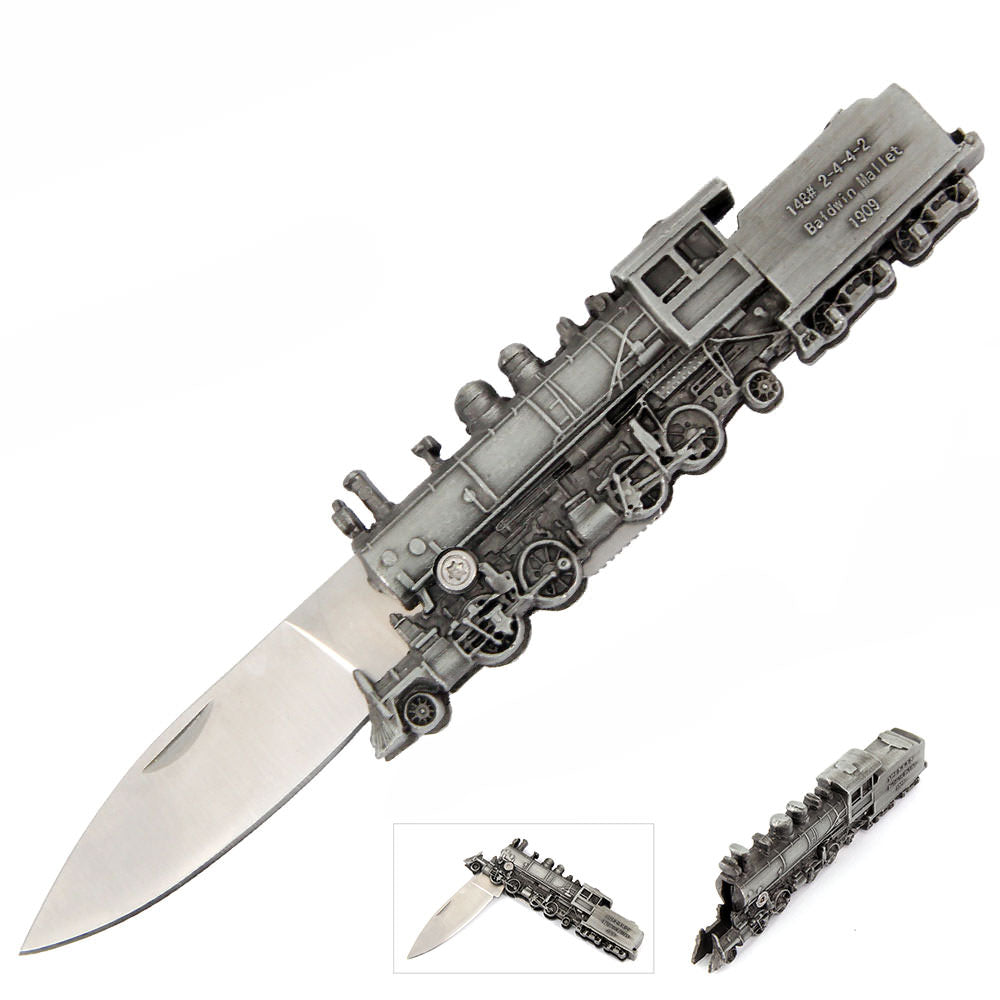 Baldwin Mallet Folding Knife Iron Horse Collectible Train Handle