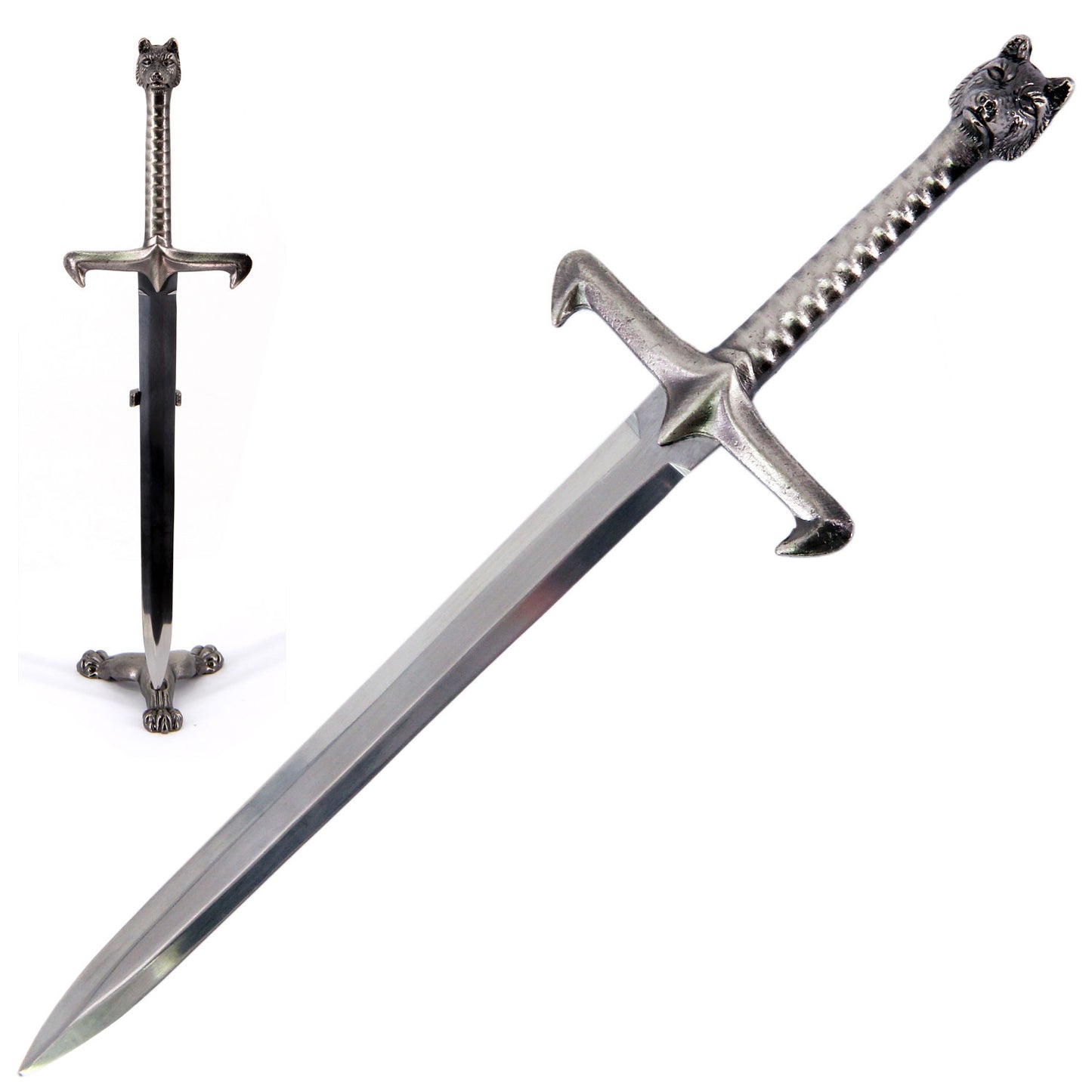 Wolf Head Longclaw Replica Sword Letter Opener Knife with Stand