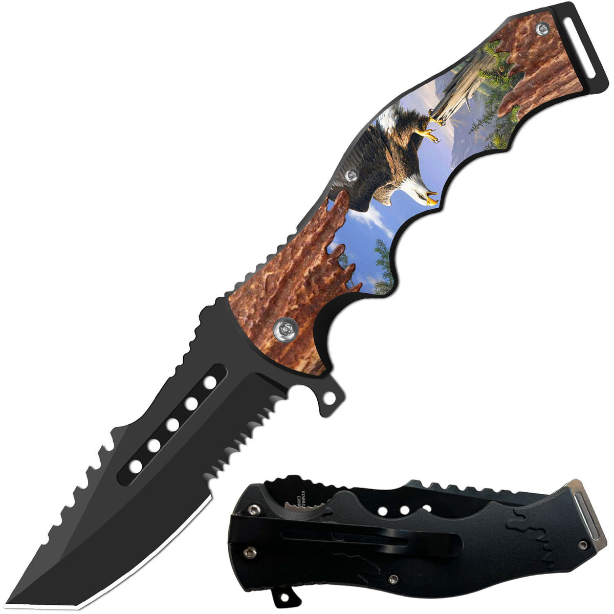 8.5" Tactical Flying Eagle Spring Assisted Folding Open Pocket Knife Razer Blade - TOPHATTER'S ARMORY DEALS