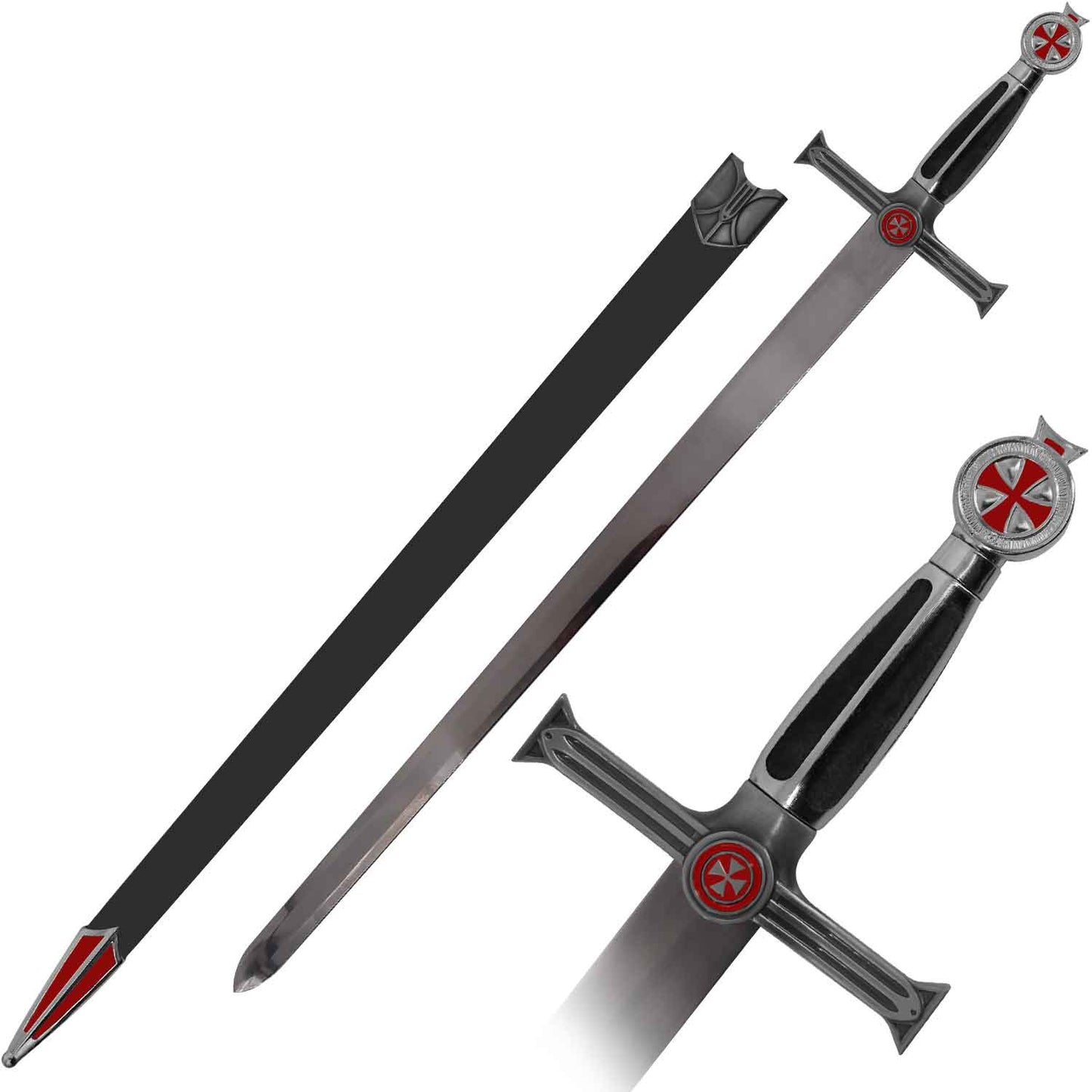 Medieval Crusader Sword with Scabbard Teutonic Knight Sword Black