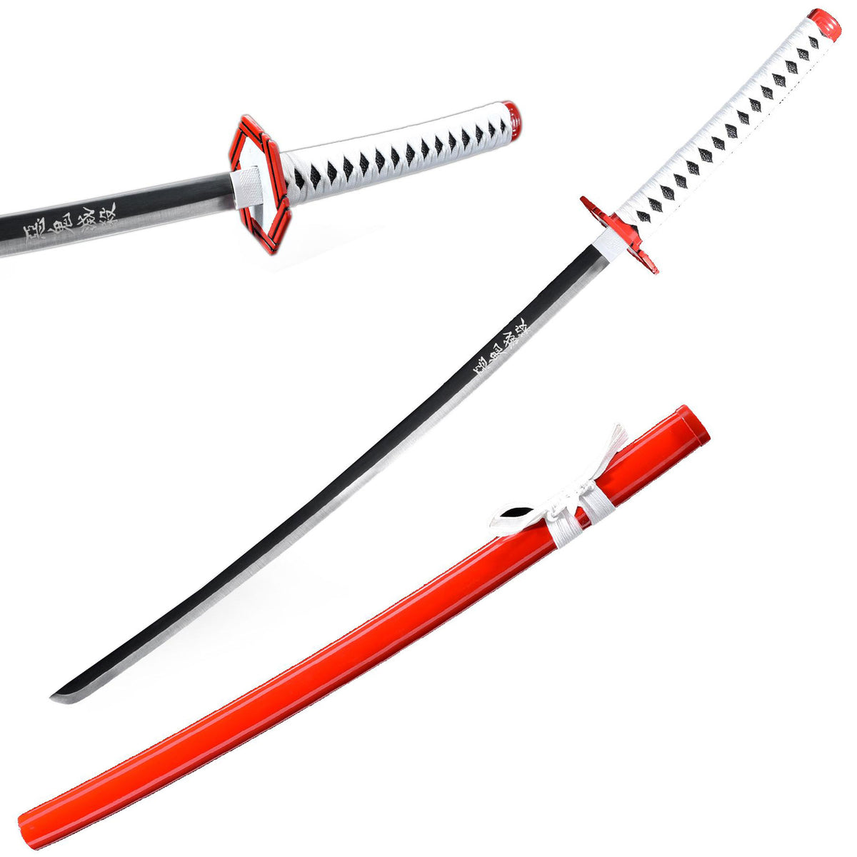 Red Steel Giyu Tomioka Nichirin Katana Sword Demon Killer Anime - TOPHATTER'S ARMORY DEALS