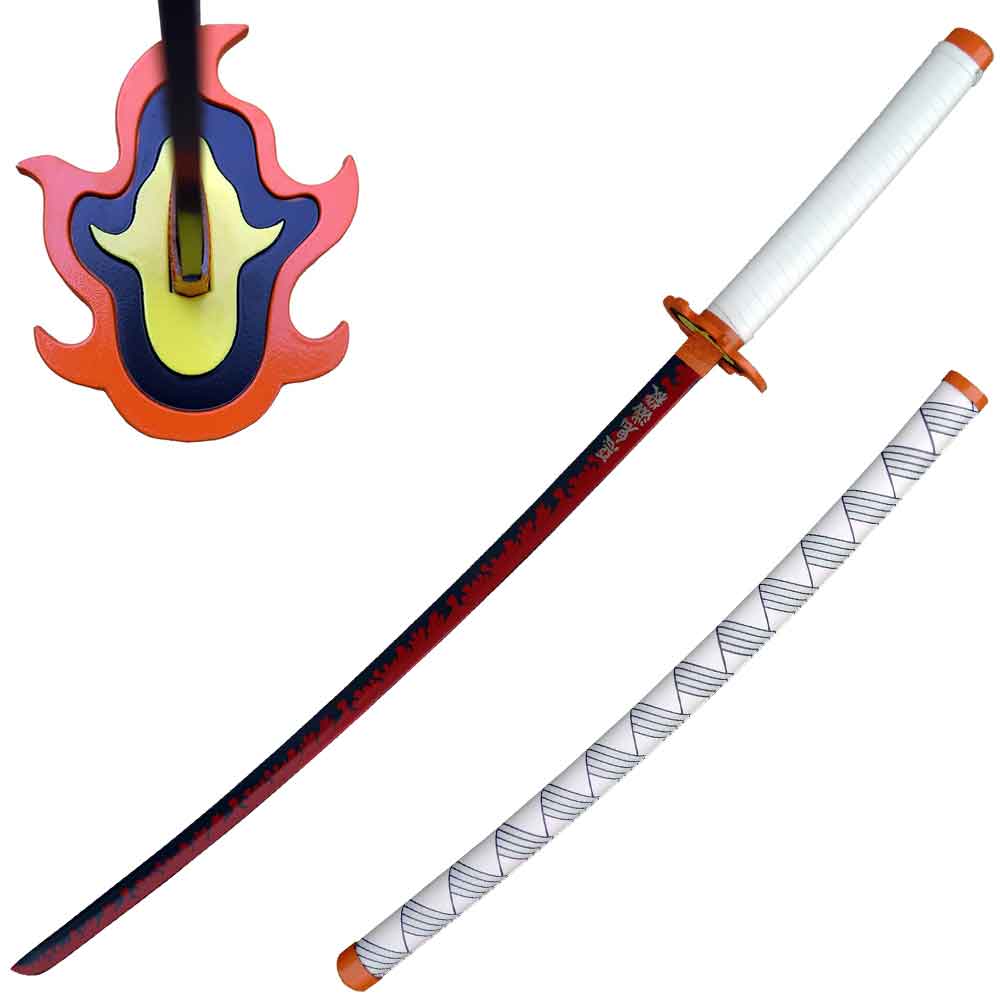 40.5 Steel Kyojuro Rengoku Nichirin Sword Demon Killer Anime Samurai Katana