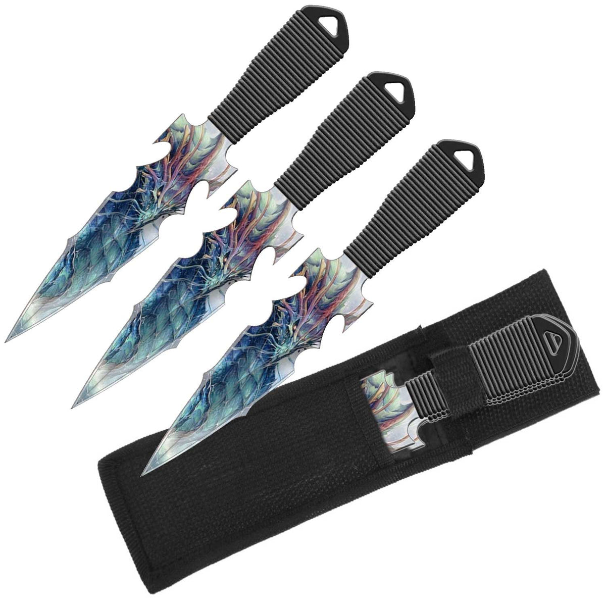 Ice Dragon Throwing Knife Set - Set of 3 Throwers with Sheath - TOPHATTER'S ARMORY DEALS