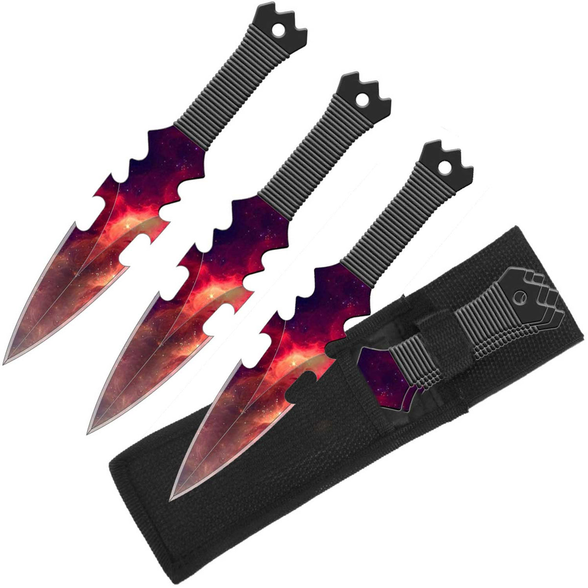 Red Nebula Throwing Knife Set and Sheath - Set of 3 Throwers - TOPHATTER'S ARMORY DEALS
