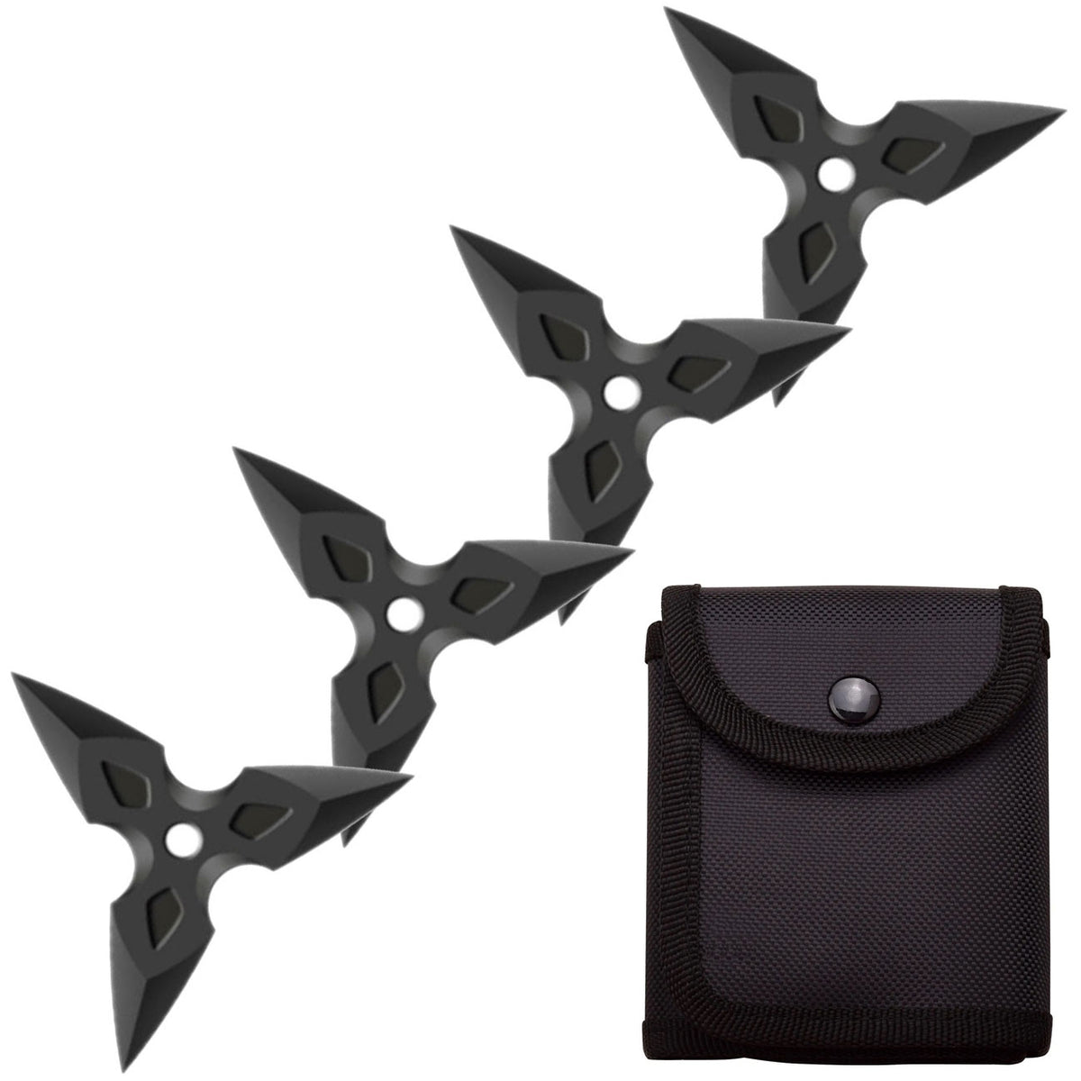4 Pc Black Three-Pointed Triangle Throwing Ninja Stars Shuriken - TOPHATTER'S ARMORY DEALS