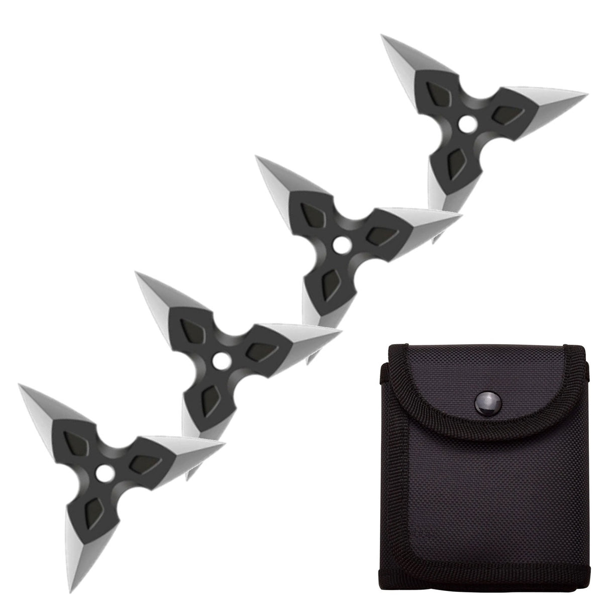 4 Pc Black/Satin Finish Three-Pointed Triangle Throwing Ninja Stars Shuriken - TOPHATTER'S ARMORY DEALS