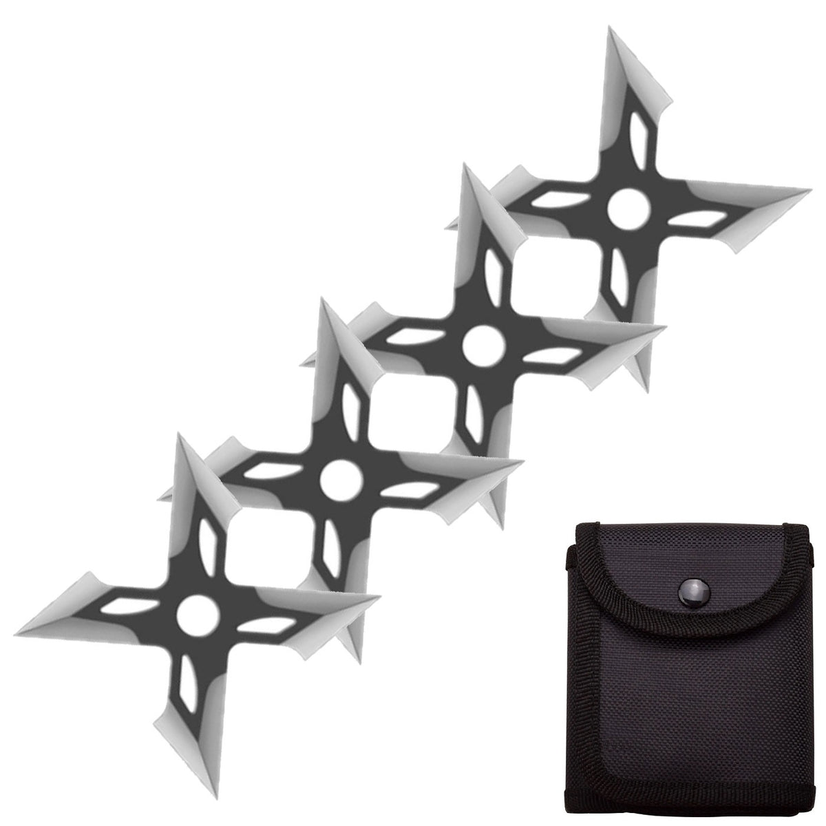 4 Pc Black/Satin Finish Four-Pointed X Throwing Ninja Stars Shuriken - TOPHATTER'S ARMORY DEALS