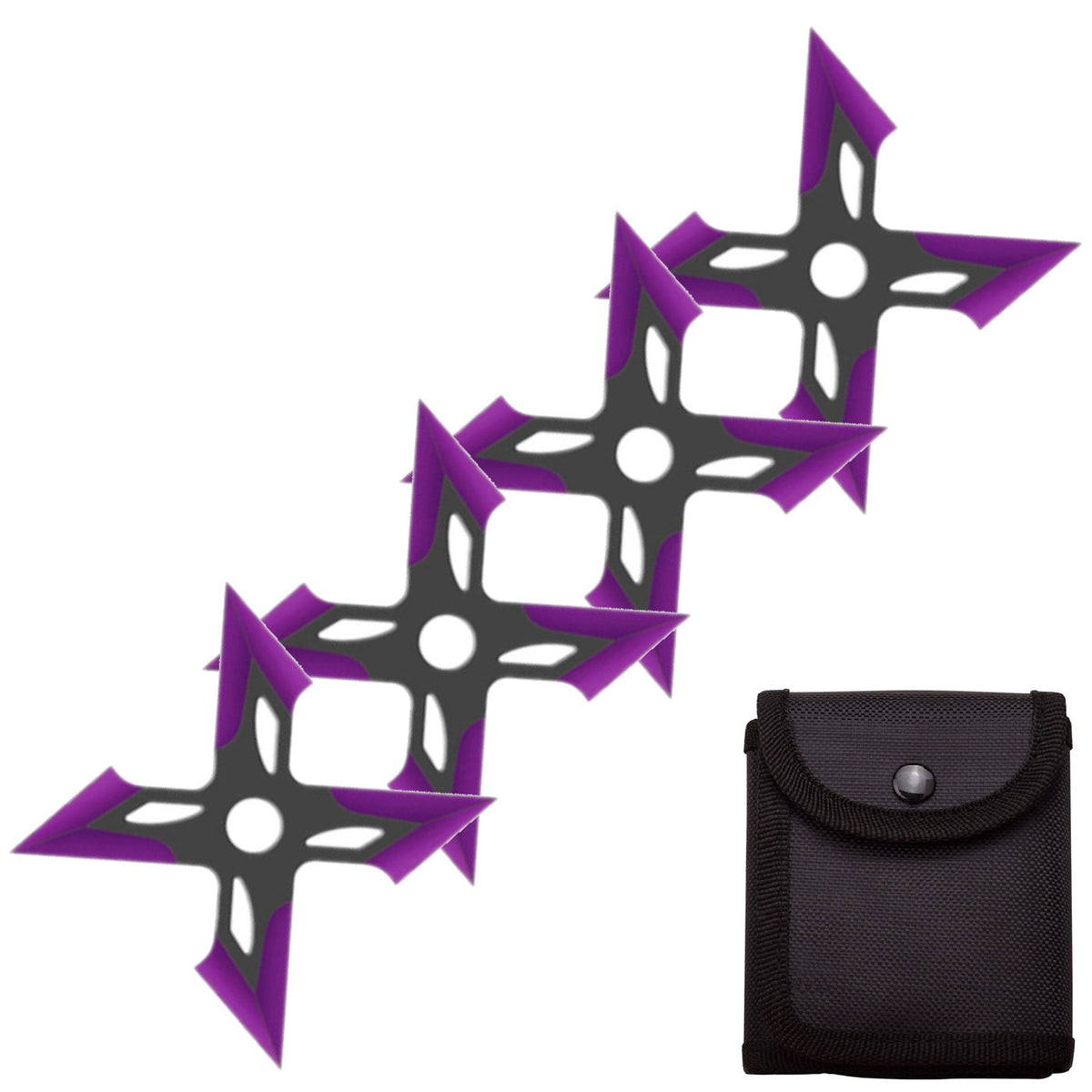 4 Pc Black/Purple Finish Four-Pointed X Throwing Ninja Stars Shuriken - TOPHATTER'S ARMORY DEALS