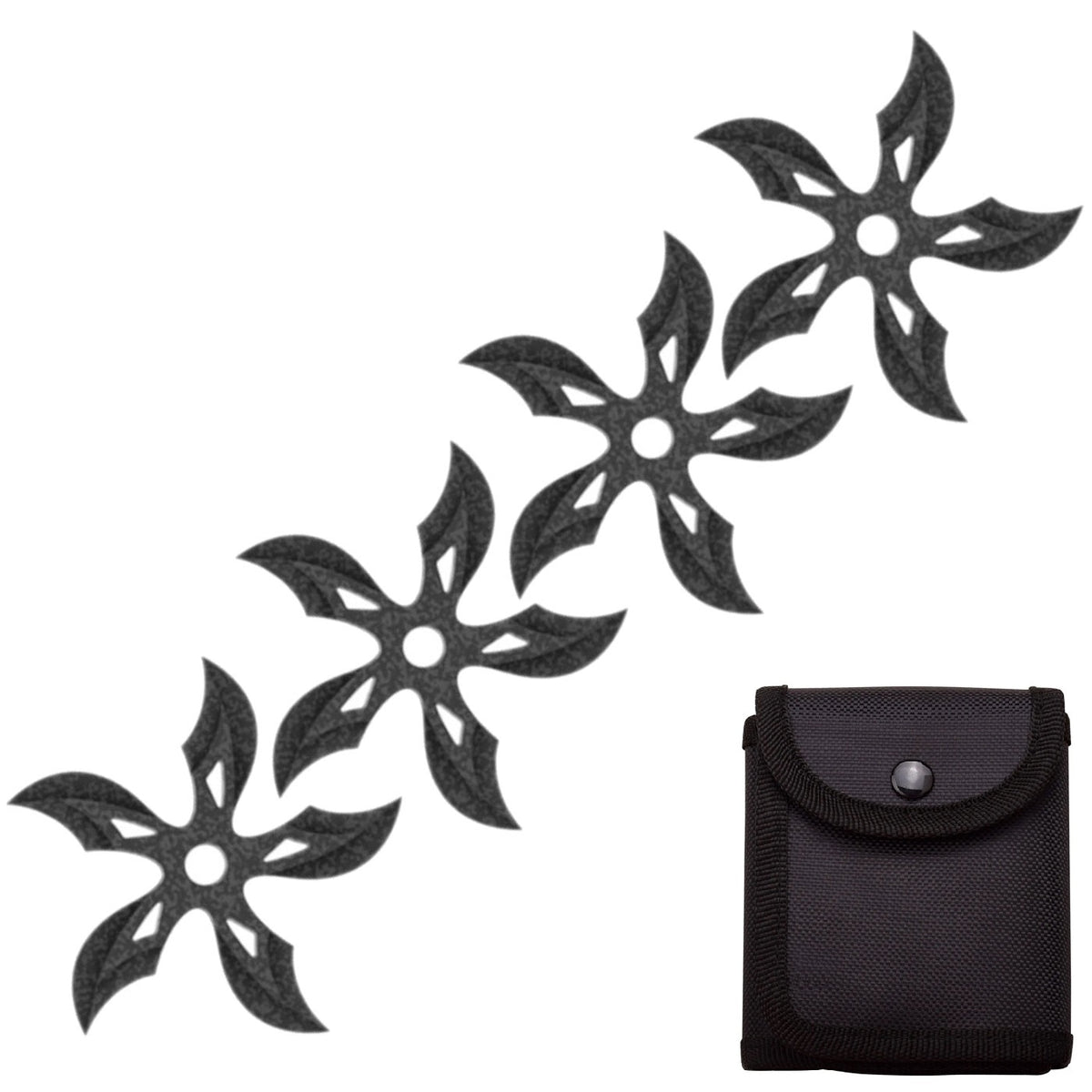 4 PC Set Stonewash Finish Ninja Throwing Stars Shuriken Knife Curve Blade Five-Sided - TOPHATTER'S ARMORY DEALS