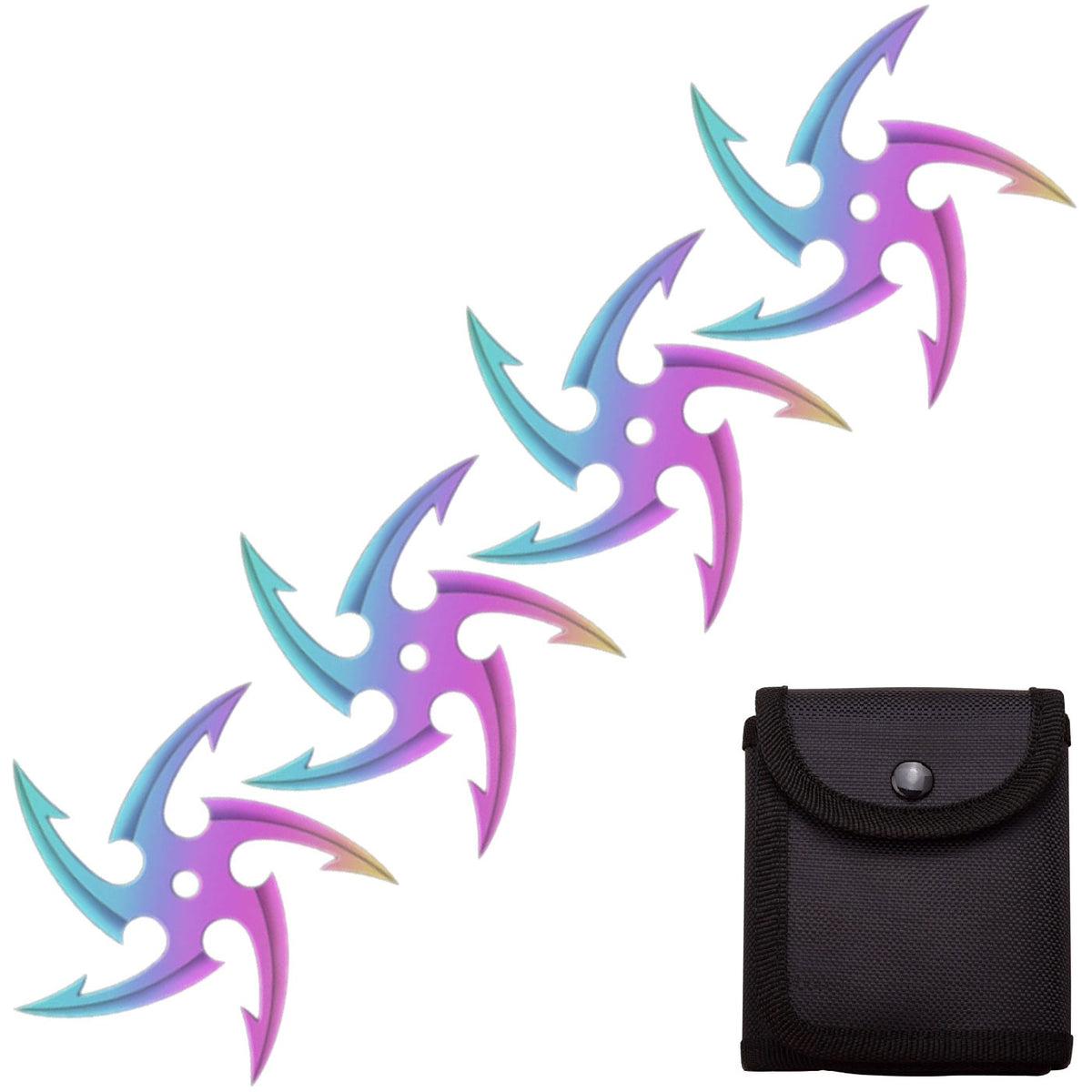 4 PC Set Titanium Finish Cyclone Ninja Throwing Stars Shuriken Knife Five-Sided - TOPHATTER'S ARMORY DEALS