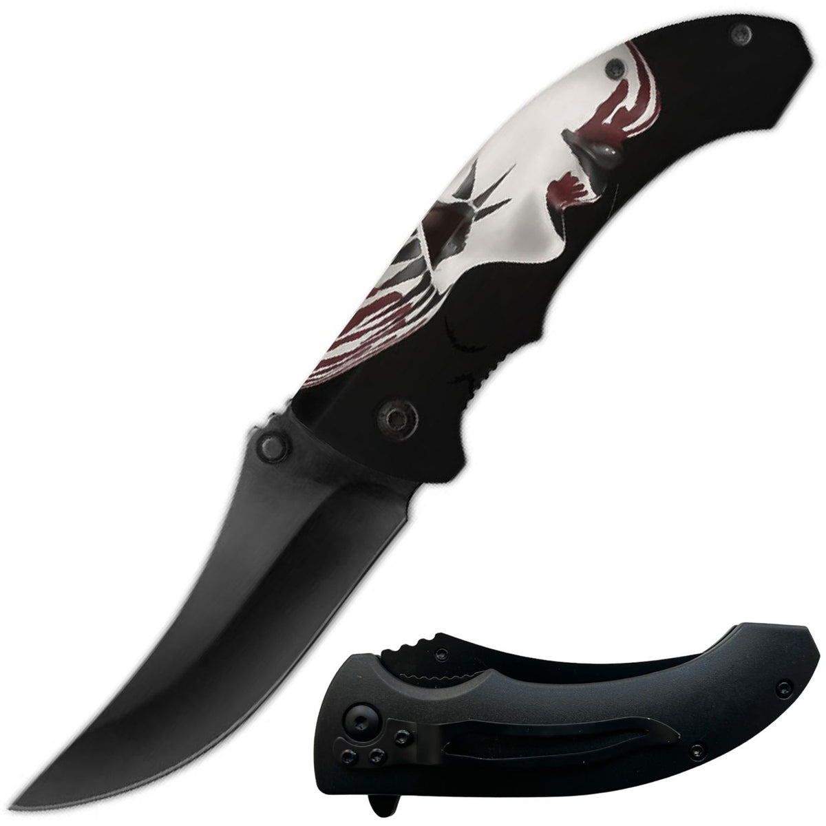 8" Pierrot Venetian Mask Spring Assisted Open Folding Pocket Knife - TOPHATTER'S ARMORY DEALS