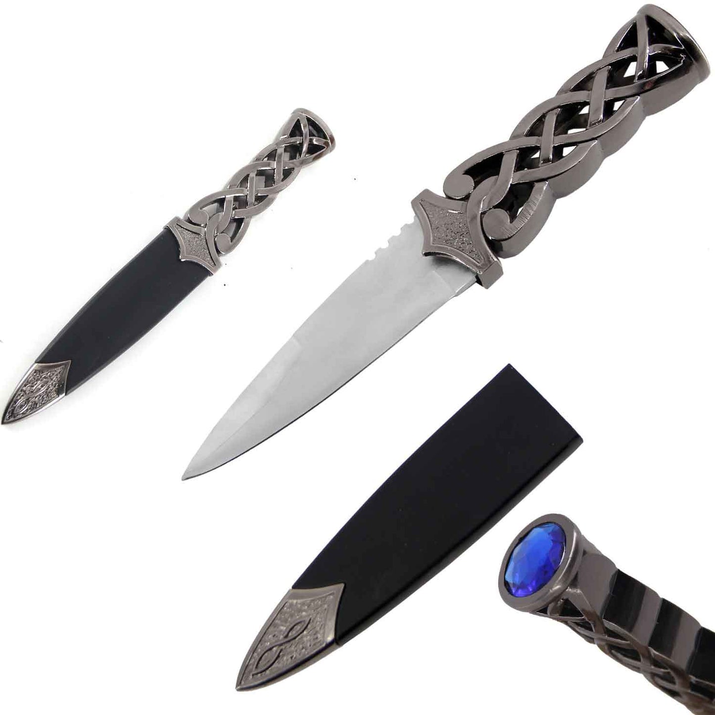 9" Medieval Scottish Highland Celtic SGIAN DUBH Knife Dagger with Scabbard