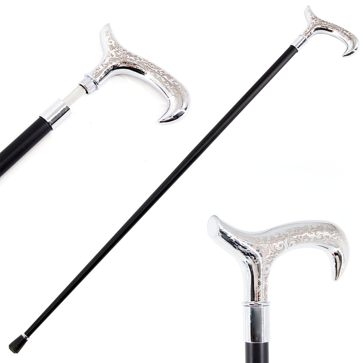 Orange Flower Pattern Handle Grip Strong Iron Pipe Cane Sword - TOPHATTER'S ARMORY DEALS