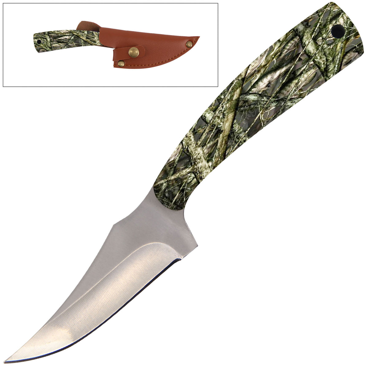7" Full Tang Fixed Blade Knife Camo Handle for Hunting, Skinning - TOPHATTER'S ARMORY DEALS