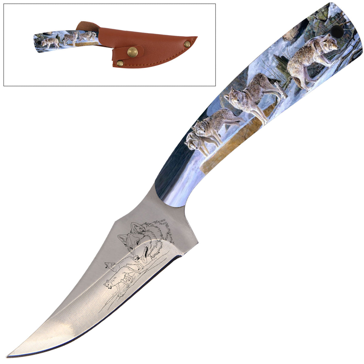 7 Inch Full Tang Fixed Blade Knife Wolf Handle for Hunting, Skinner Knife - TOPHATTER'S ARMORY DEALS