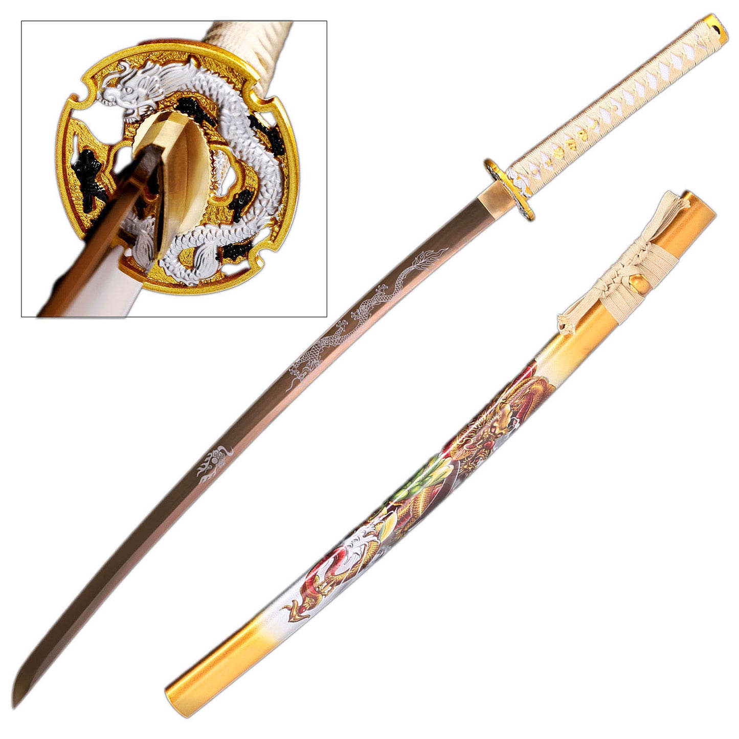 Battle Ready Golden Dragon Storm Katana | 1065 Carbon Steel