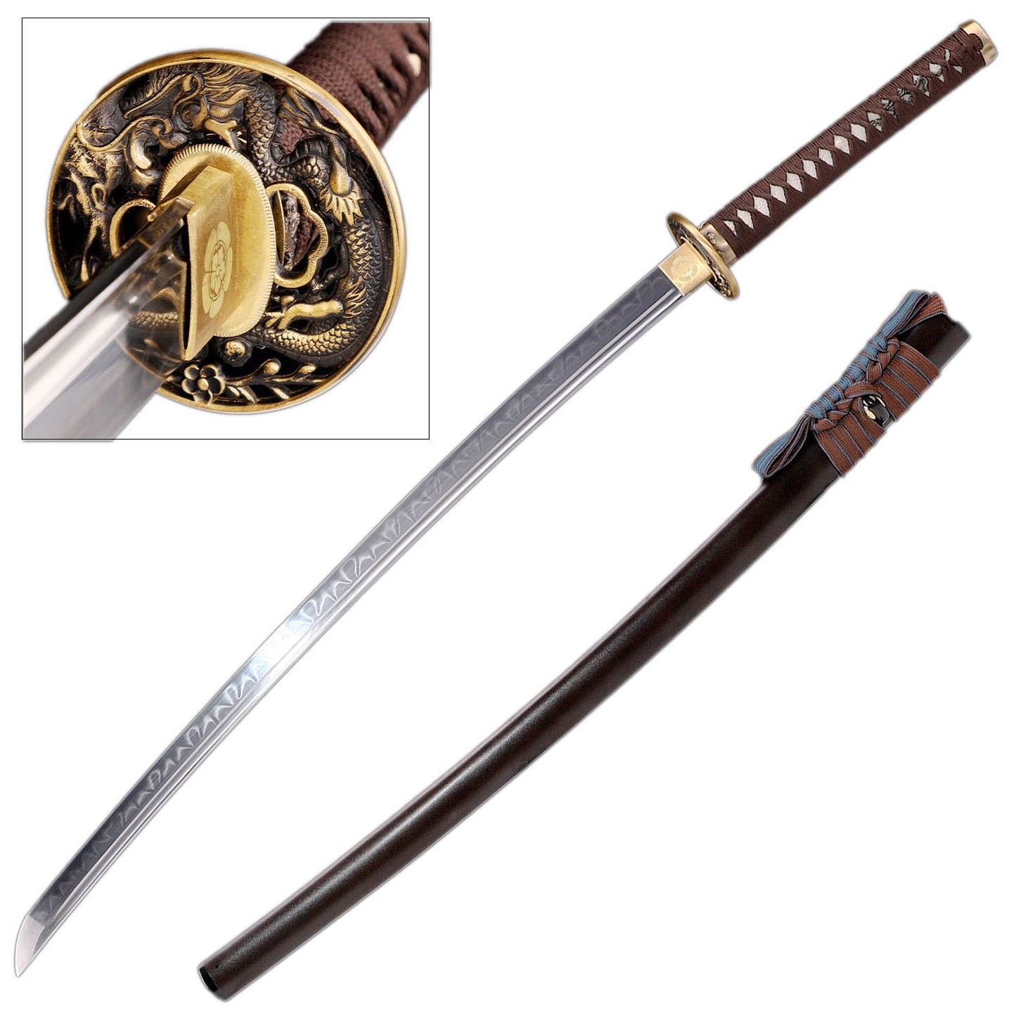 T8 High Carbon Steel Clay Tempered Handmade Brown Katana Samurai Sword