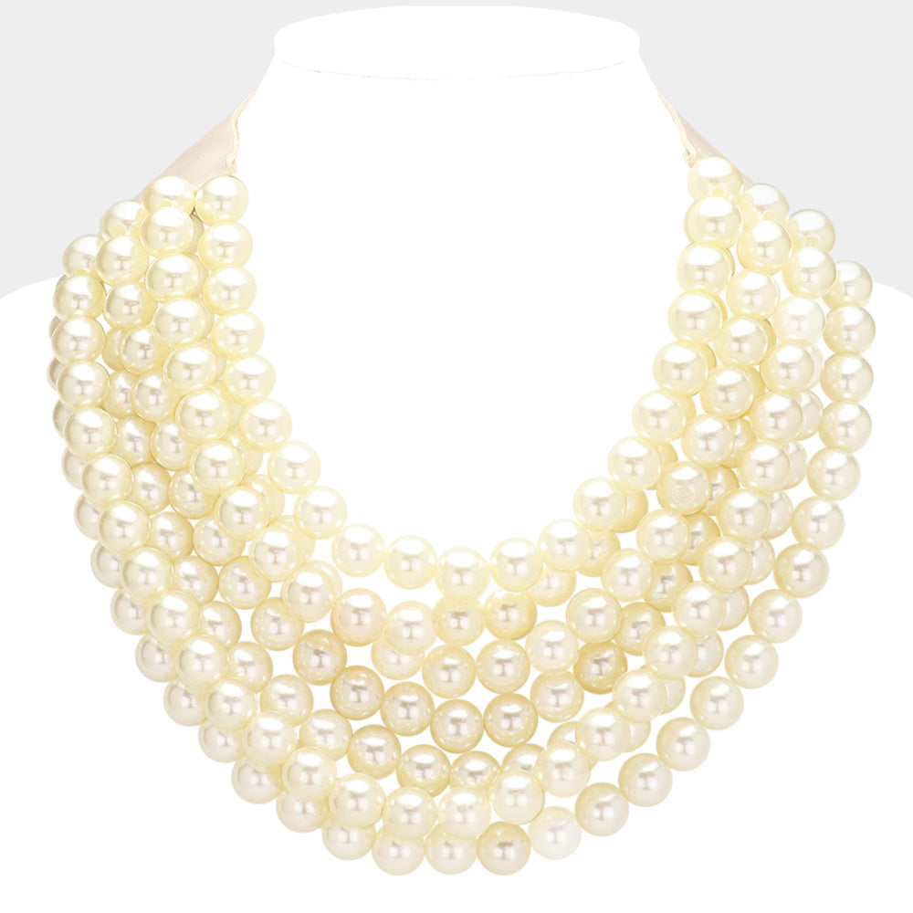 Chunky Multi-Strand Beaded Necklace with Magnetic Clasp