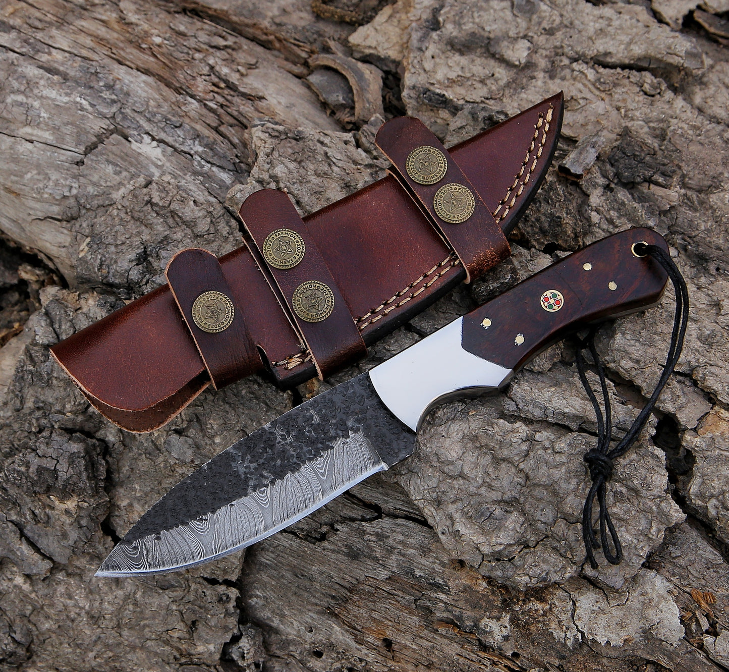 9" Damascus Steel Custom Handmade Hunting Skinning Knife