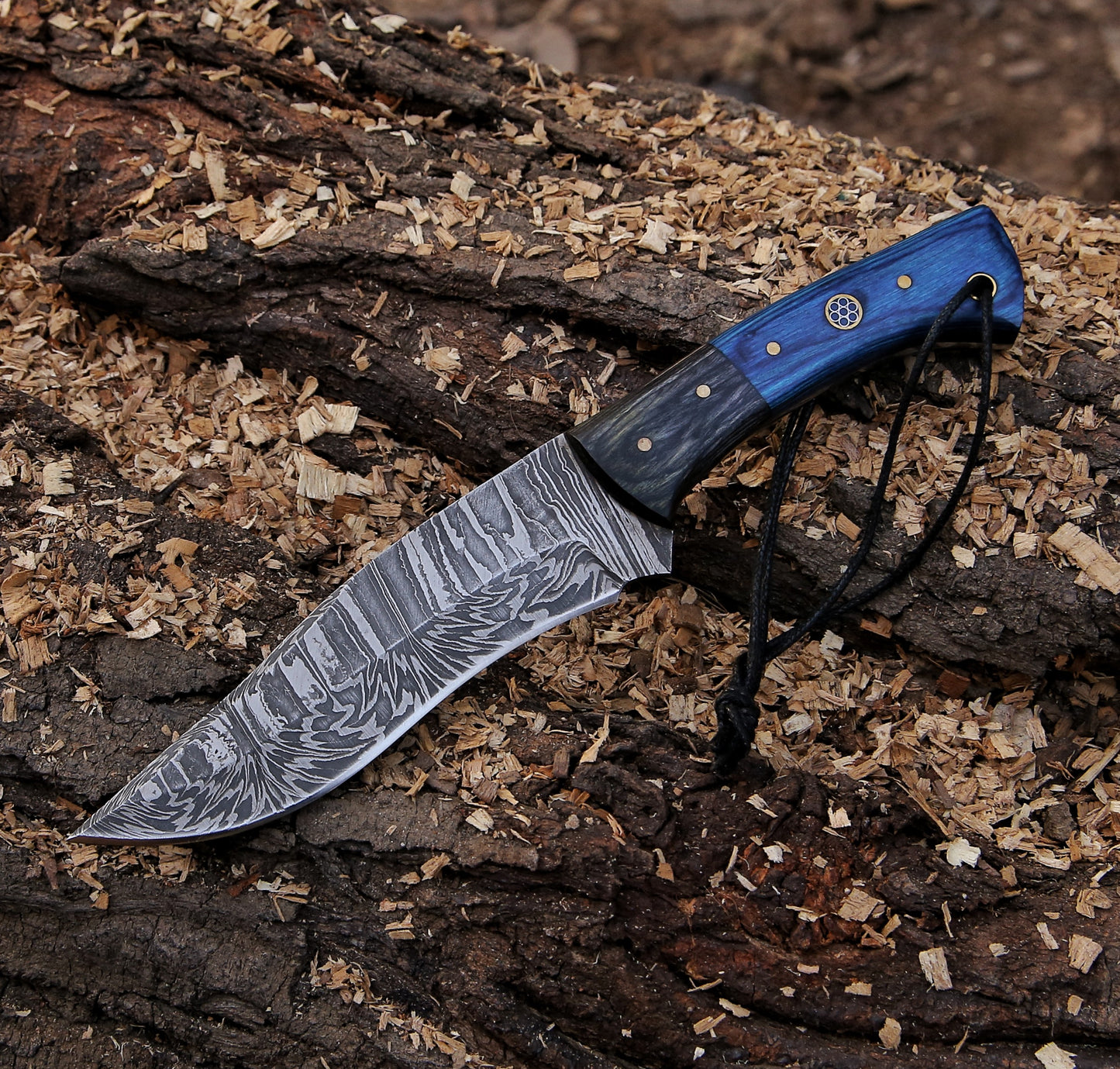 9.5" Damascus Steel Custom Handmade Exotic Wood Handle Hunting Knife