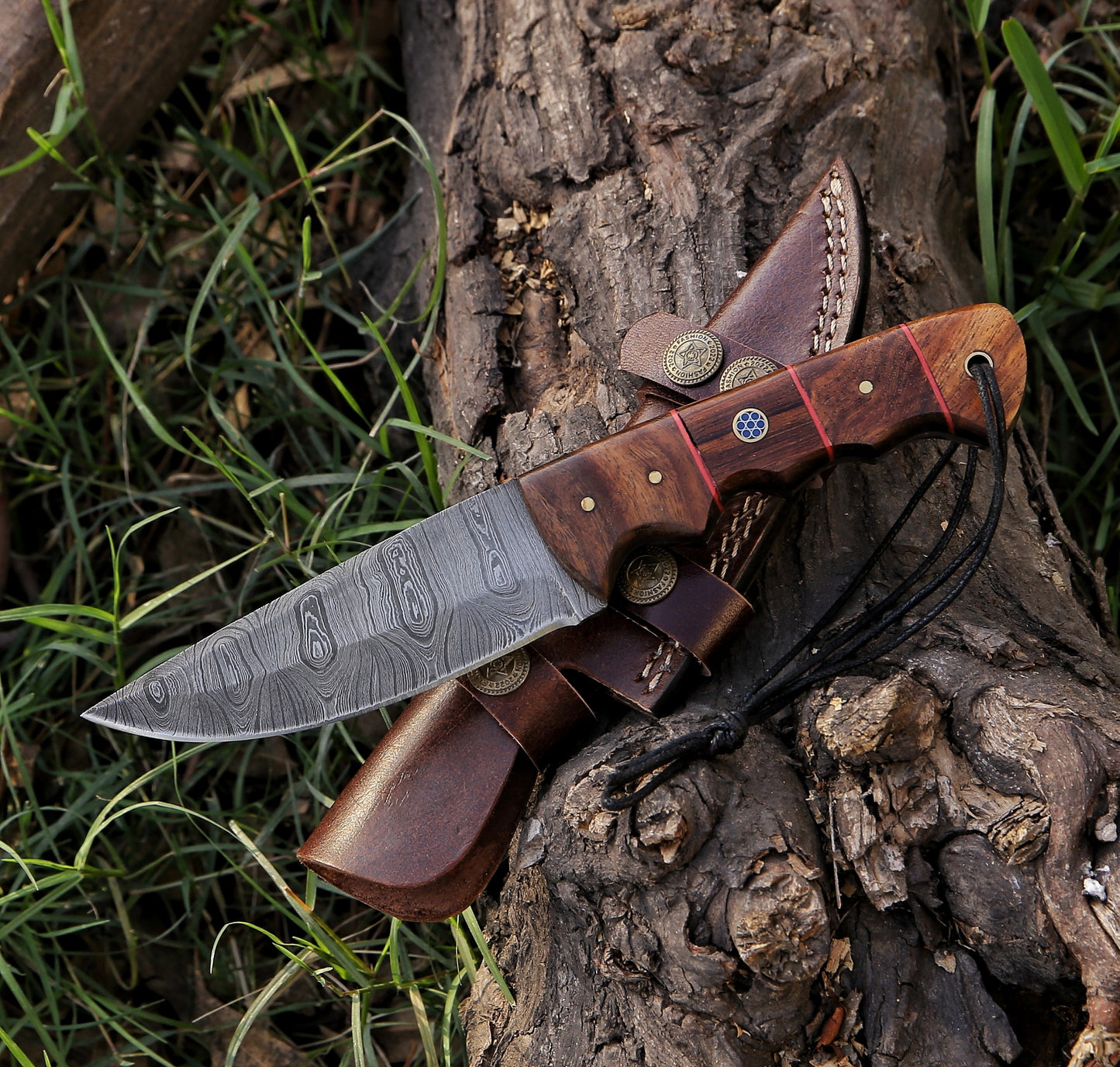 8.8" Damascus Steel Custom Handmade Hunting Skinning Knife