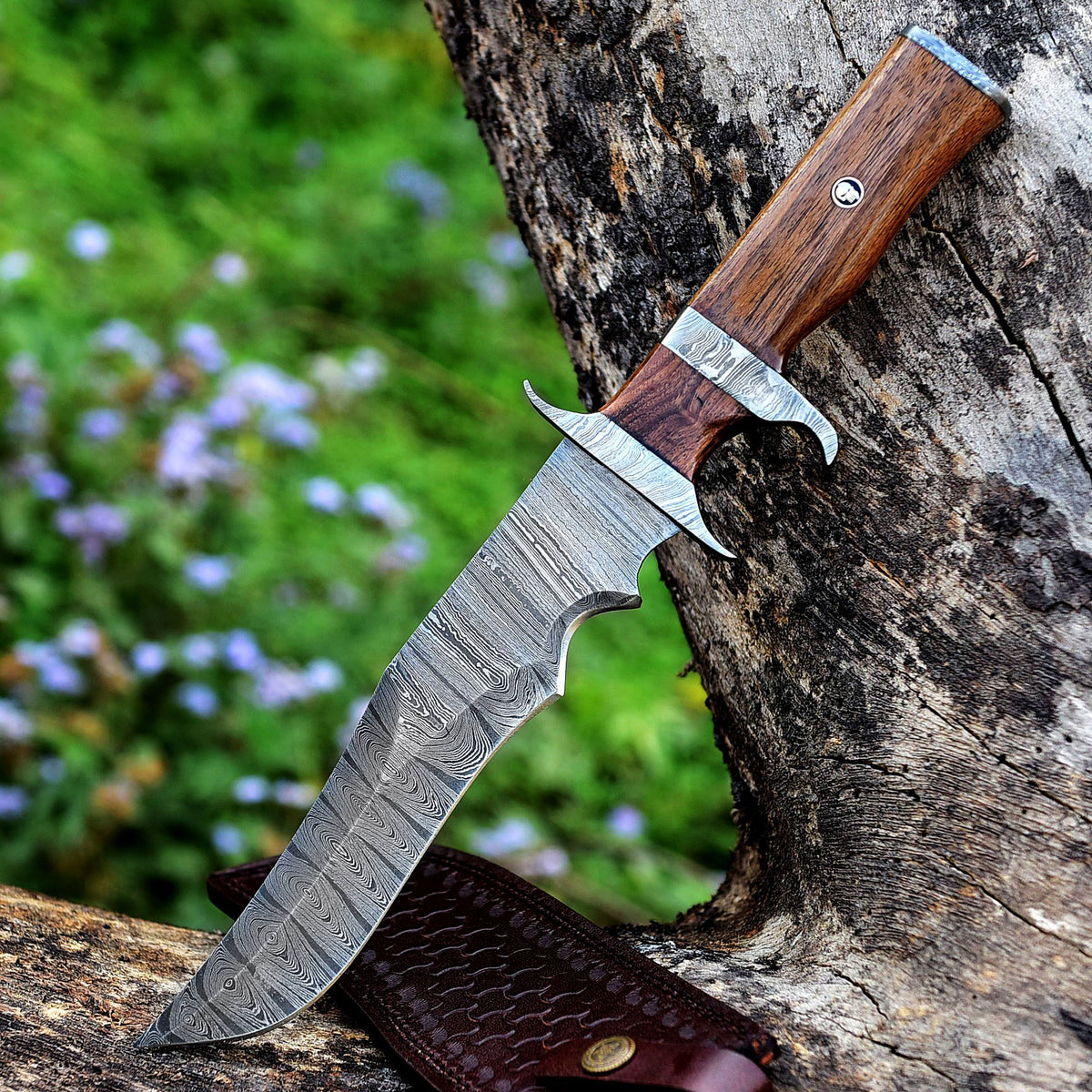 13.5" Damascus Steel Custom Handmade Military Bowie Knife - TOPHATTER'S ARMORY DEALS