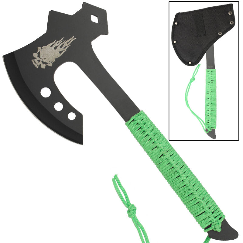 Flaming Skull Zombie Tomahawk Throwing Axe