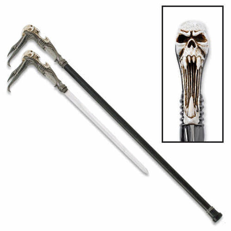 Futuristic Screeching Cyborg Skull Walking Sword Cane