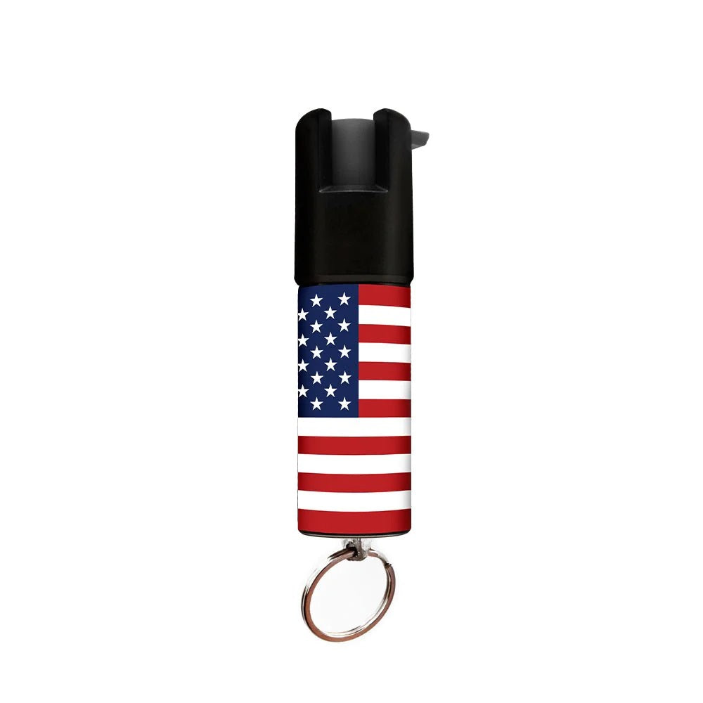 USA Flag Keychain Mini Pepper Spray for Self Defense - Safety Twist Top to Prevent Accident - TOPHATTER'S ARMORY DEALS
