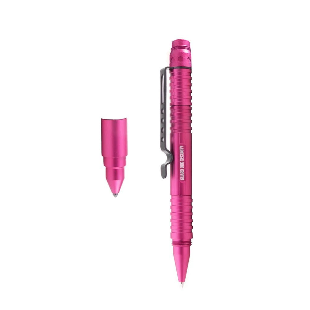 Pink Tactical Pen with Tungsten Steel Pressure Tip and 30 Lumen Tactical Flashlight