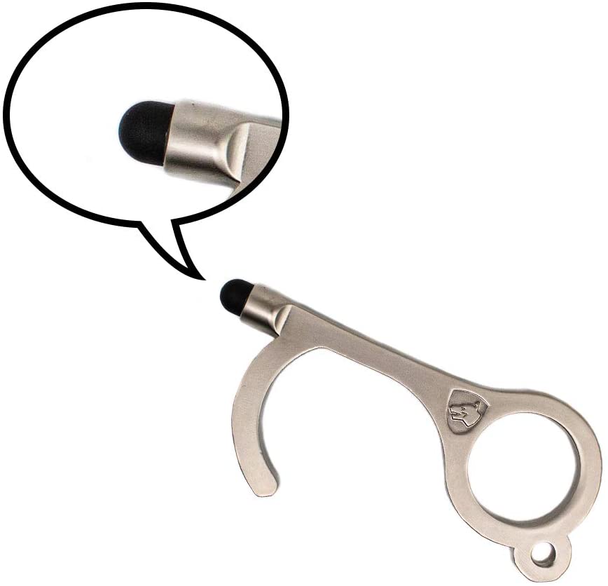 NoTouch Door Opener - Antimicrobial Hand Tool with Stylus Silver