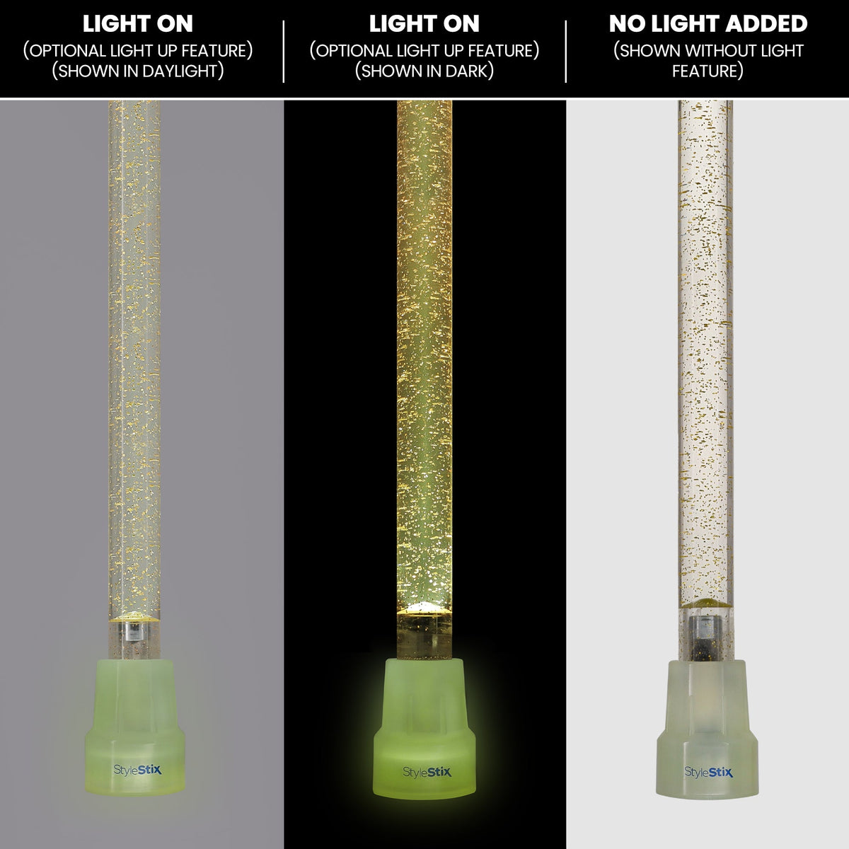 Golden Shimmer Cane: Gold Sparkles in Invisible Clear Shaft
