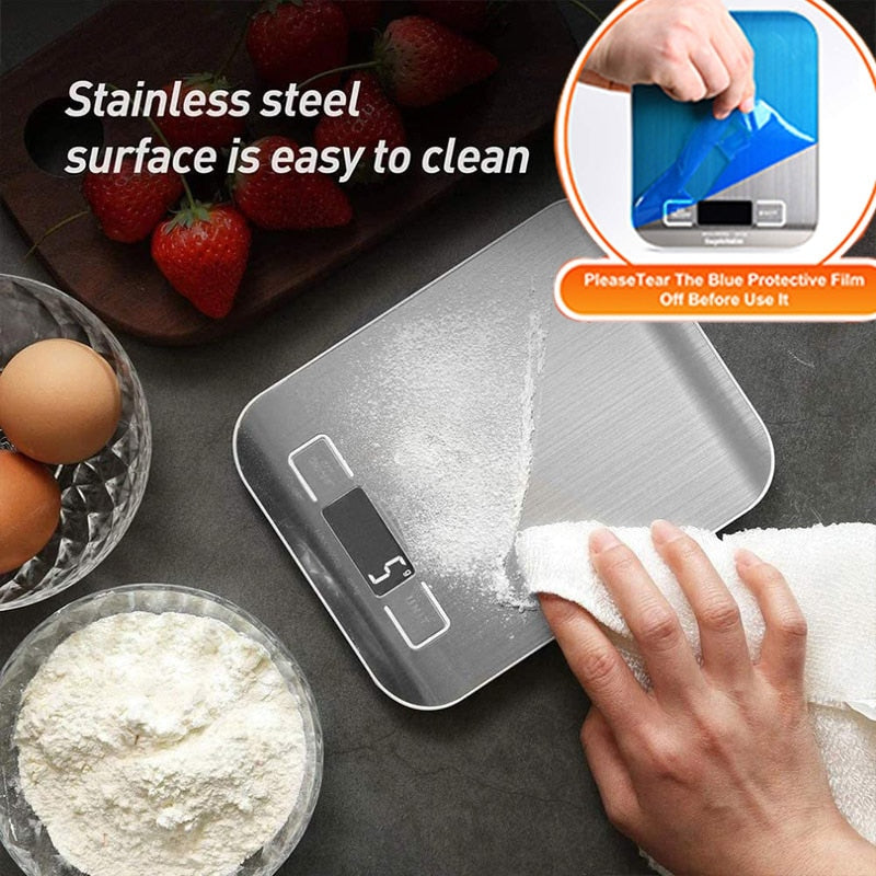 Digital Kitchen Scale 5kg/10kg Food Multi-Function 304 Stainless Steel Balance LCD Display Measuring Grams Ounces Cooking Baking