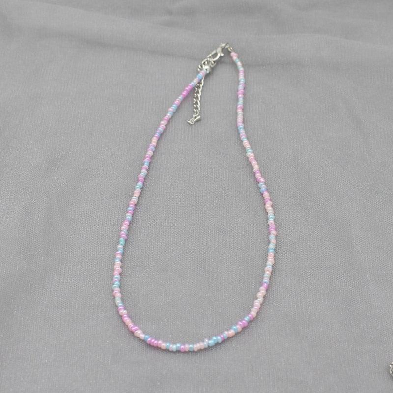 Simple Seed Beads Strand Choker Necklace Women String Collar Charm Colorful Handmade Bohemia Collier Femme Jewelry Gift