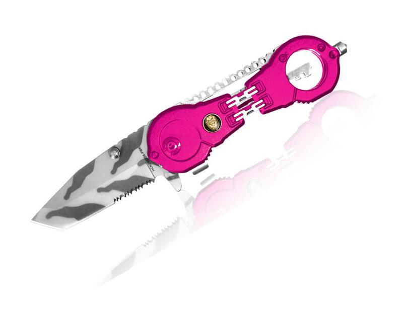 Police Dept Folding Knife Pink Handcuff Spring Assist - TOPHATTER'S ARMORY DEALS